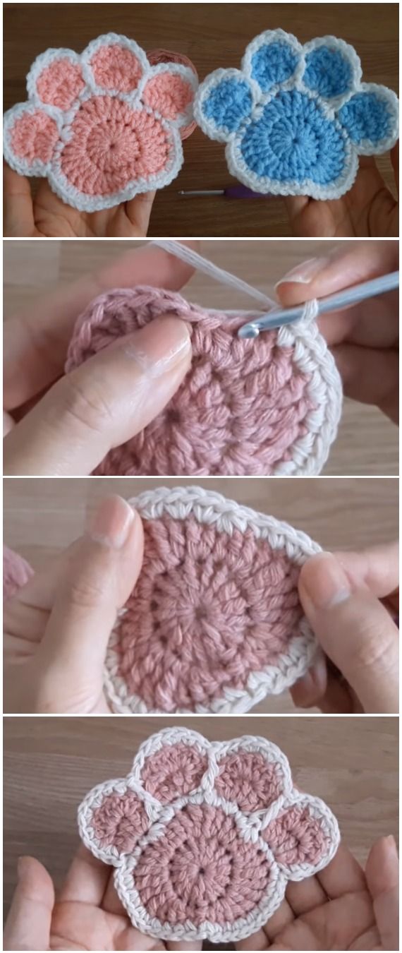 Crochet Easy Paw Print Coaster