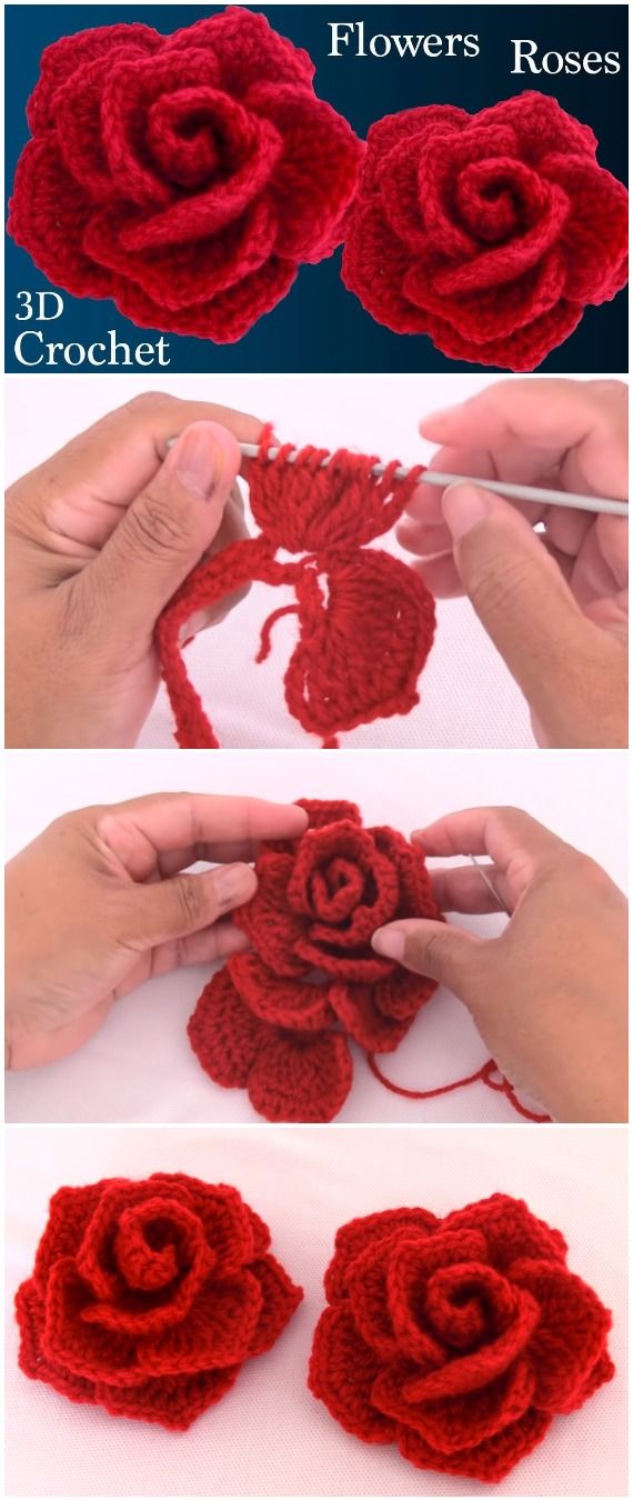 Crochet Easy Red Roses