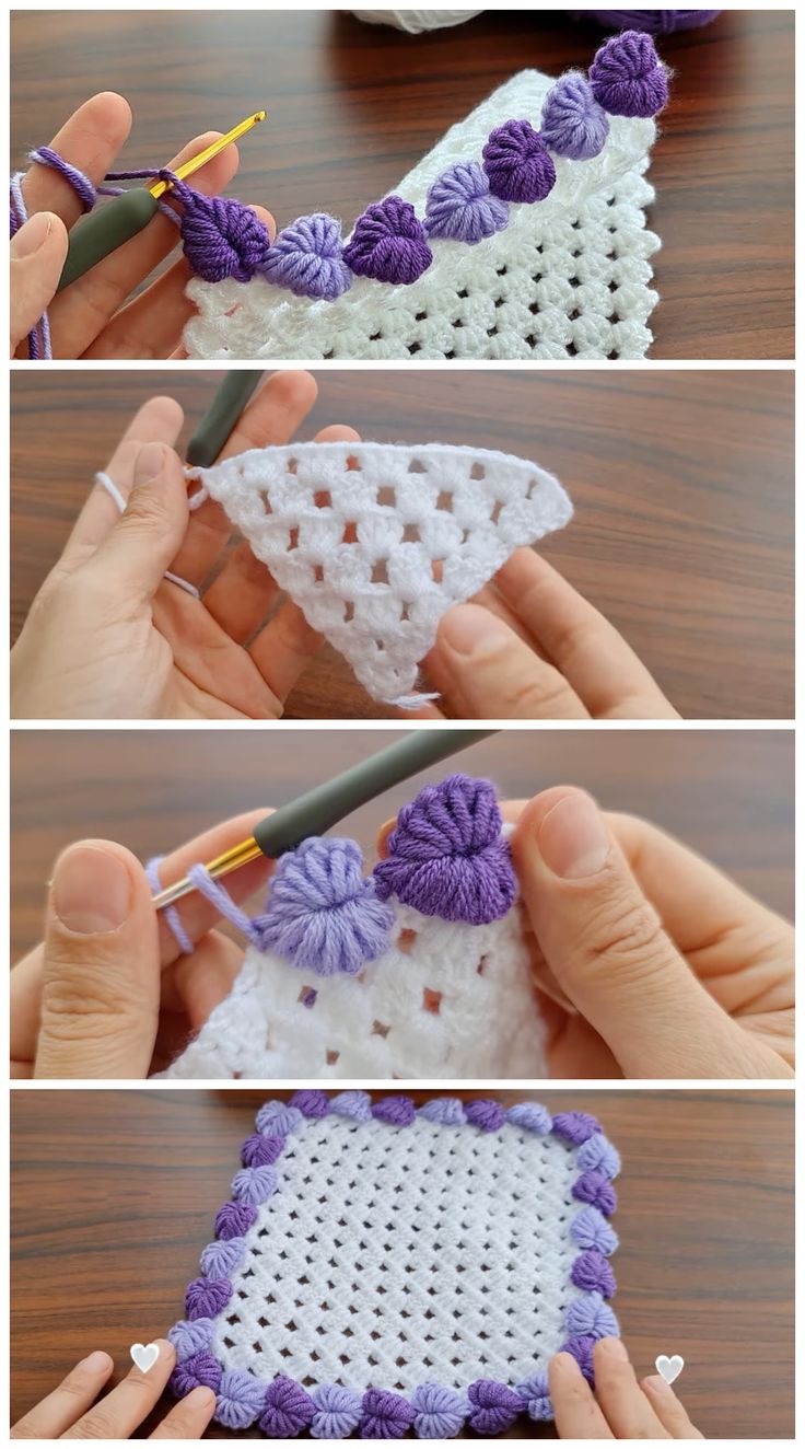 Crochet Motif Coaster Heart Stitch