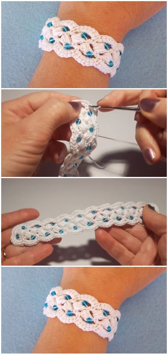 Crochet Easy Bracelet With Pearls