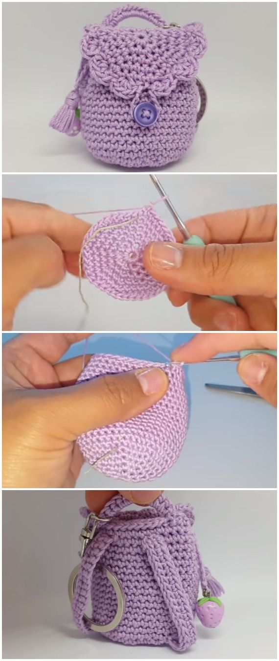 Crochet Mini Backpack Purse Keychain - Free Pattern [Video]