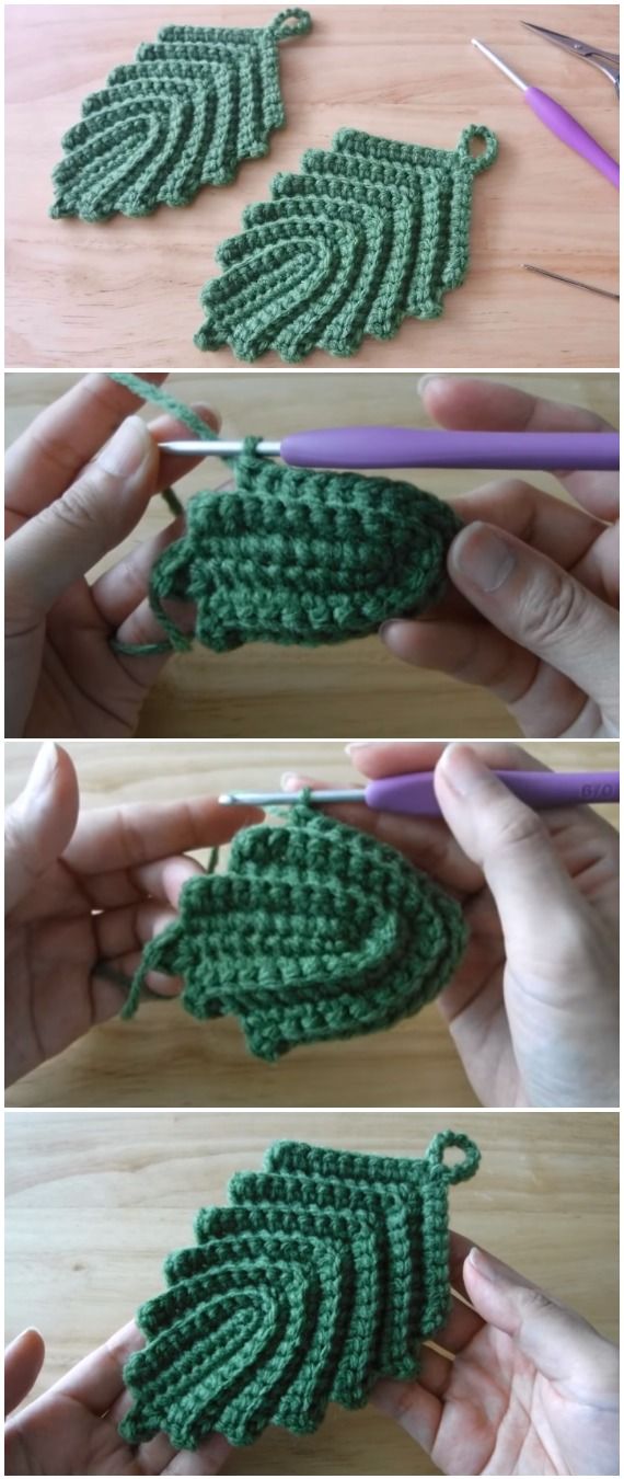 Crochet Tawashi Leaf Design