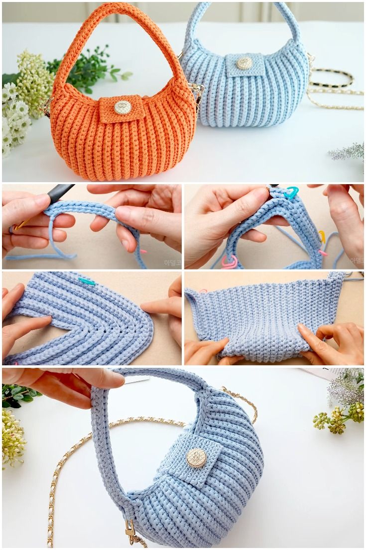 Easy Crochet Ribbed Bag
