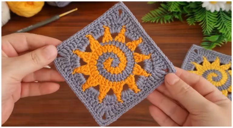 Easy Granny Square - Spiral Sun
