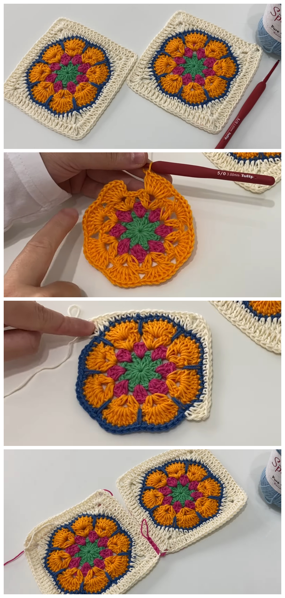 Crochet Easy Granny Square - African Flower