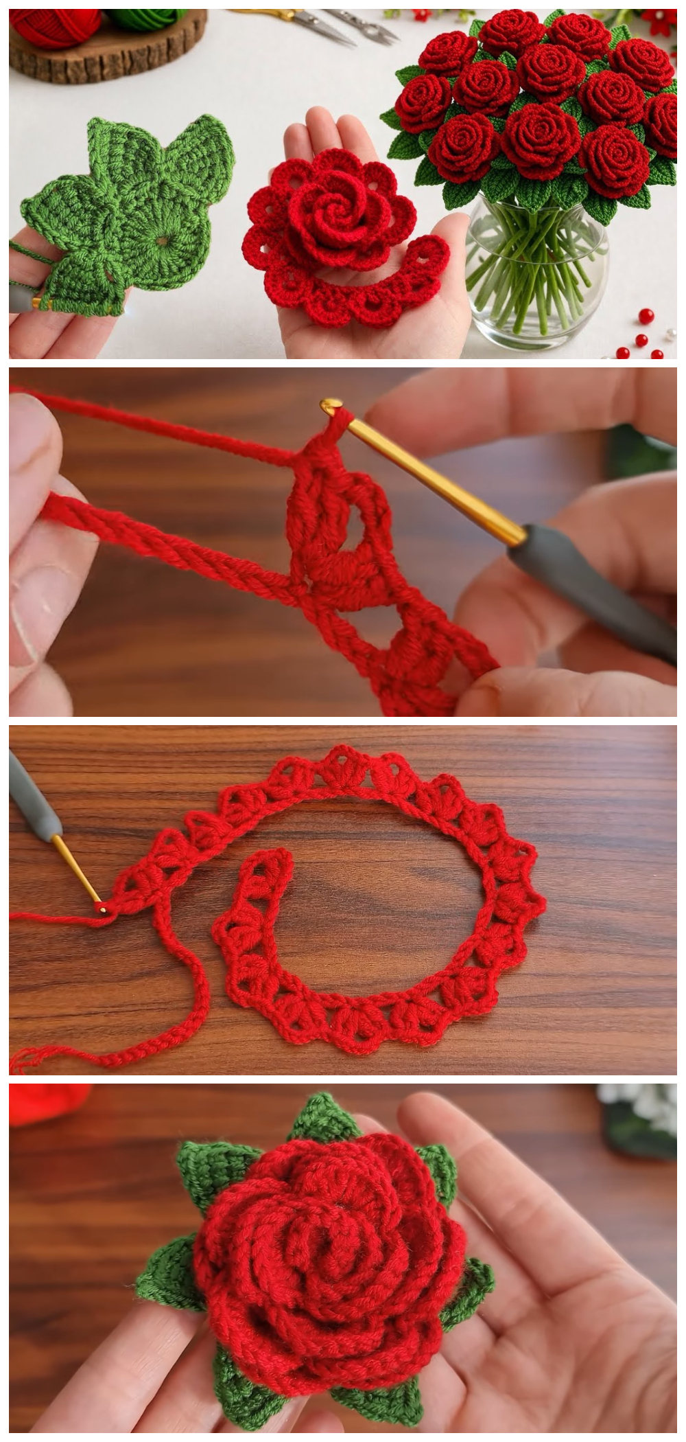 Red Roses Easy Crochet Pattern