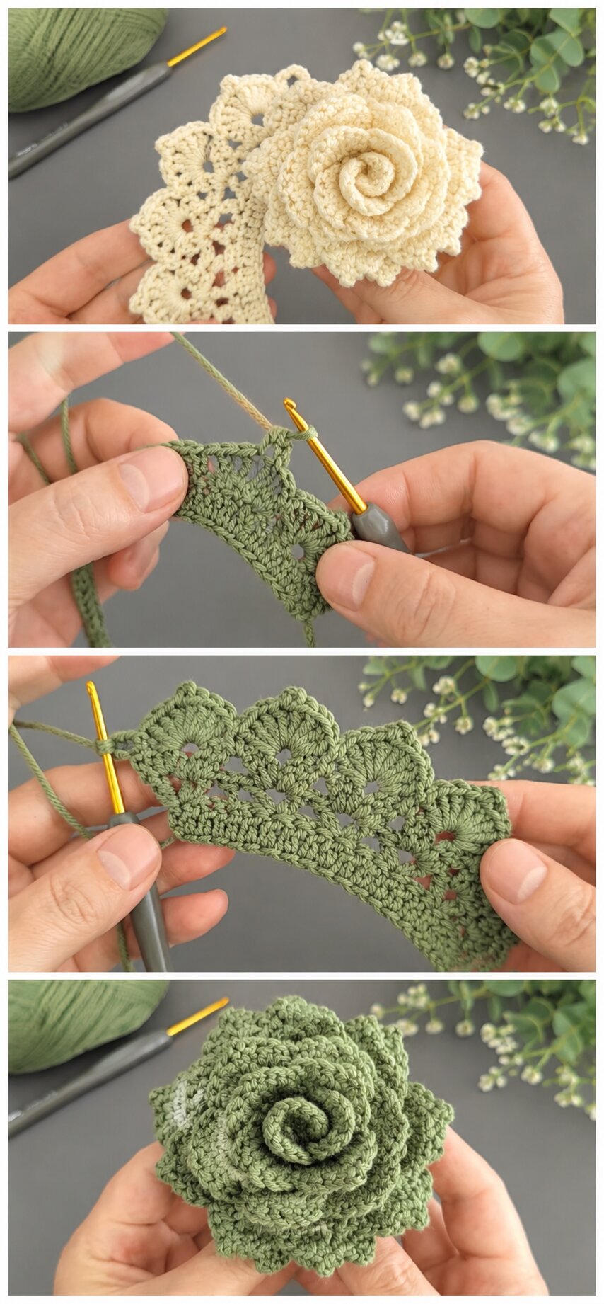 Crochet Rose Flower Pattern