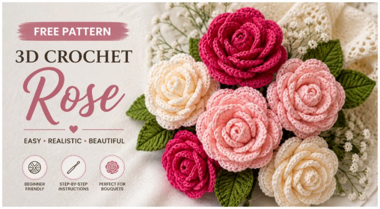 3D Roses Free Crochet Pattern