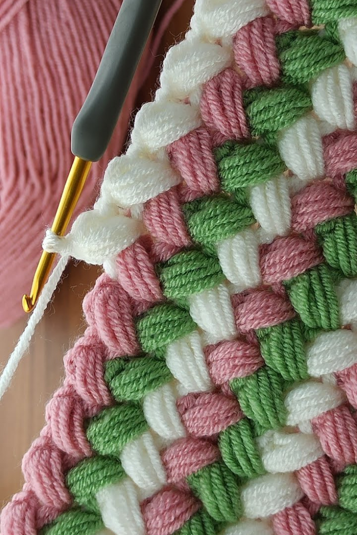 Crochet 3 Color Baby Blanket